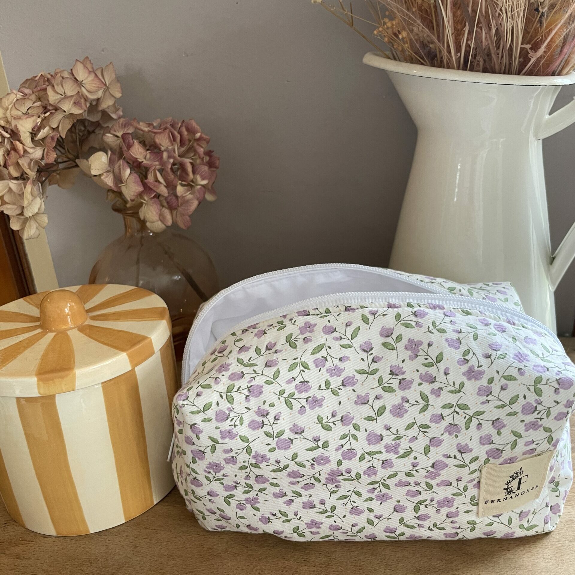 Trousse de maquillage en tissu cousu main
