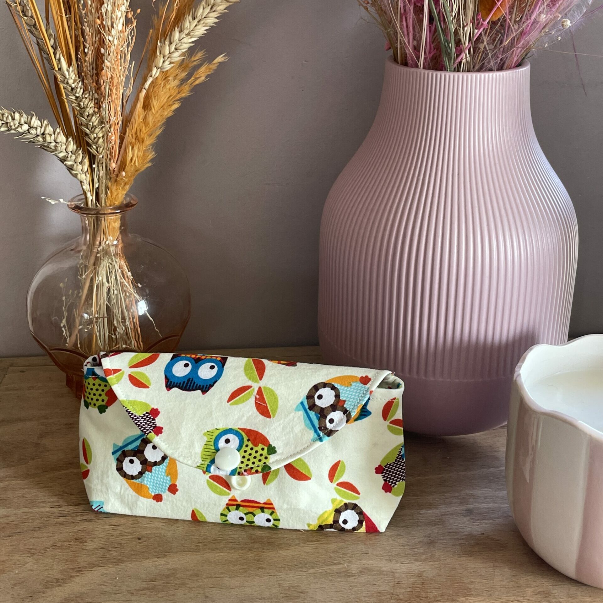 Etui à lunettes avec motifs de chouettes