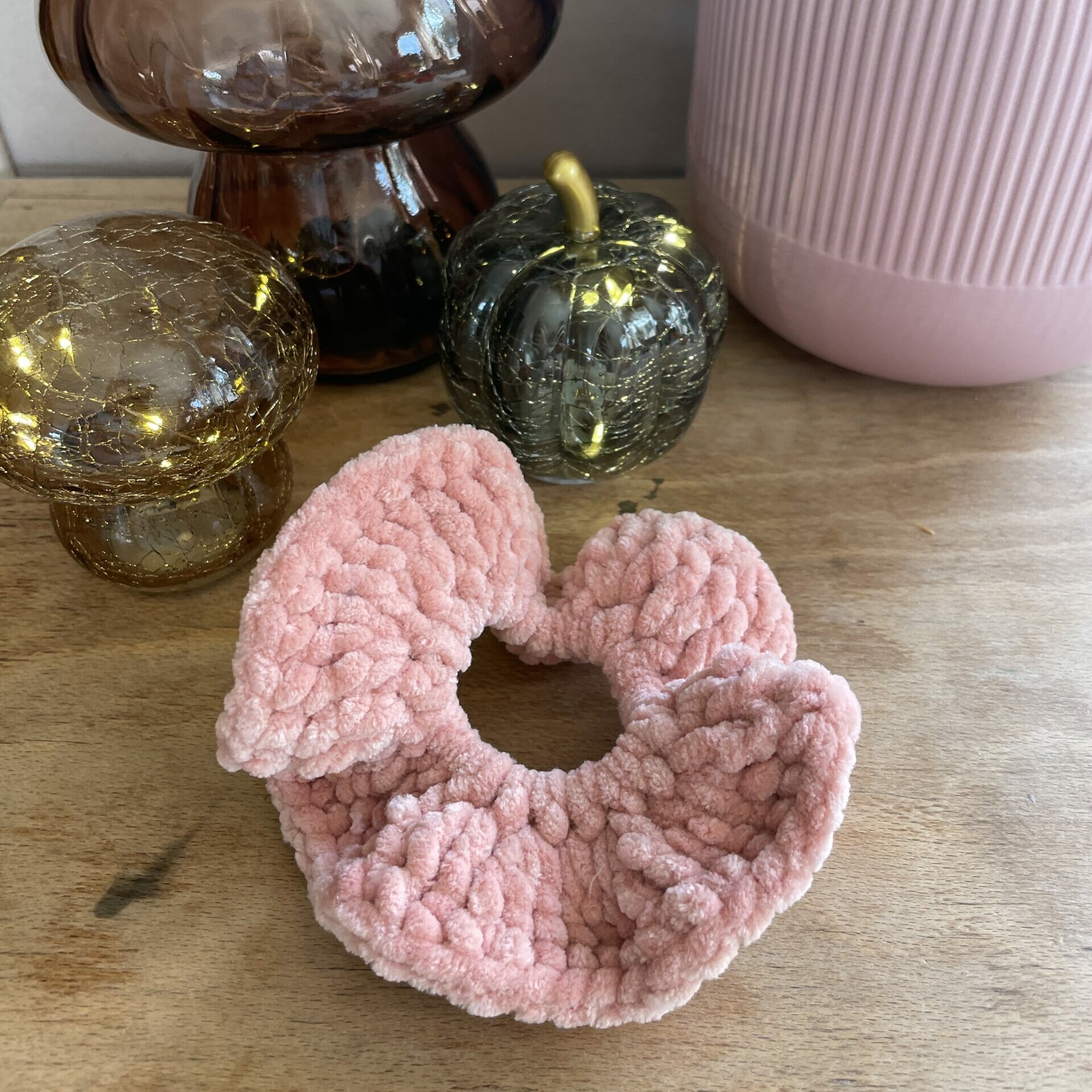 chouchou en laine rose